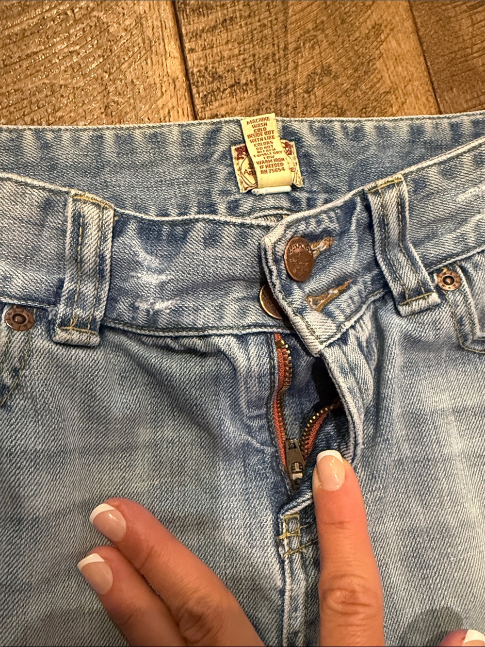 Abercrombie & Fitch Light Blue Denim Mini Skirt with Pink Floral Patch - Picture 3 of 8